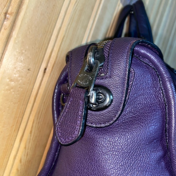 Coach Dark Plum Ryder Satchel Leather Handbag with Turnlock - Picture 6 of 12